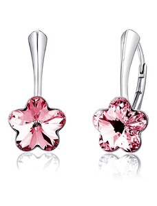 Silvego Stříbrné náušnice se Swarovski Crystals květ růžový VSW019E-rose