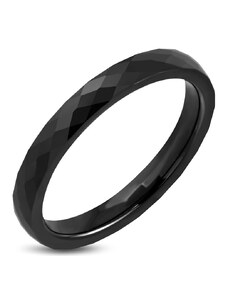 CITY STORM Prsten keramická obroučka černá vzor fazetový výbrus 3 mm