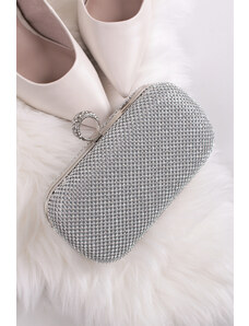 Paris Style Stříbrná společenská clutch kabelka Rosa