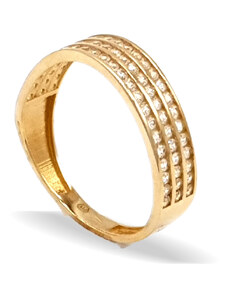 Zlatý prsten zdobený zirkony po obvodu