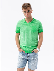 Ombre Clothing Pánské tričko bez potisku - zelená S1388