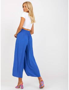 Fashionhunters Modré viskózové kalhoty z látky OCH BELLA