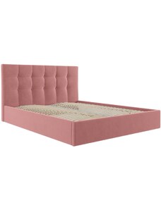 Růžová sametová dvoulůžková postel MICADONI Phaedra 180 x 200 cm