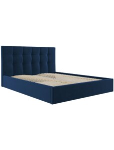 Královsky modrá sametová dvoulůžková postel MICADONI Phaedra 180 x 200 cm
