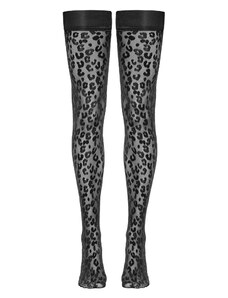 Samodržící stahovací punčochy leopardního vzhledu  Cottelli Legwear 30 den