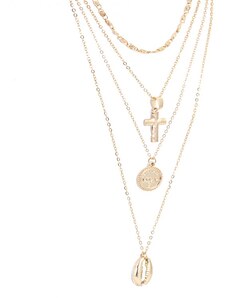 Jemný dlouhý náhrdelník Multi N758, zlatá barva, slitina obecných kovů, 36-60 cm
