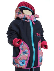 BajaDesign softshellová bunda pro holčičky, tm. modrá + lilie