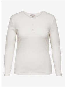 Bílé basic tričko s dlouhým rukávem ONLY CARMAKOMA Adda - Dámské