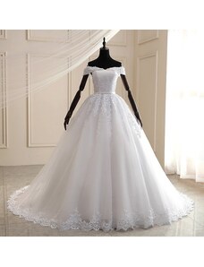 Donna Bridal nádherné svatební šaty se spadlámi ramínky a perličkami + SPODNICE ZDARMA