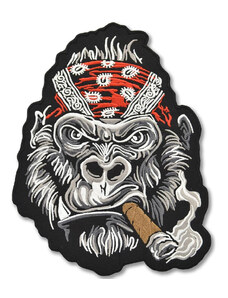 Route-66.cz Moto nášivka Smoking Gorilla Red na záda 22 cm x 18 cm