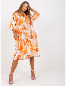 Fashionhunters Oranžové tenké oversize viskózové šaty