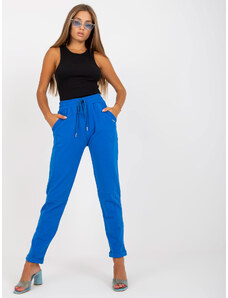 Fashionhunters Tmavě modré tepláky Aprilia basic s rovnými nohavicemi