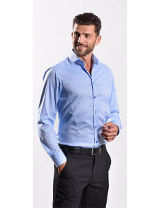 Alain Delon Modrá Extra Slim Fit košeľa s jemným vzorom