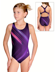 Ramisport Dívčí sportovní plavky jednodílné PD623 t160 fialovorůžová