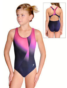 Ramisport Dívčí sportovní plavky jednodílné PD623 t162 tmavě modrá s růžovou