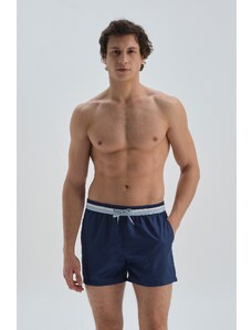 Dagi Navy Blue Micro Shorts with Sectional Belt