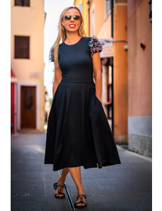 Jadberg Women Skládaná černá sukně Elisa Midi