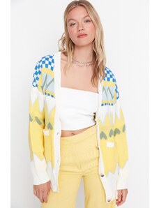 Trendyol žlutý pletený svetr se širokým střihem