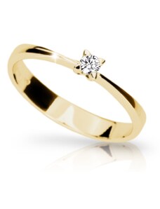 Danfil Klasický zlatý zásnubní prsten DF 1958 se zirkony