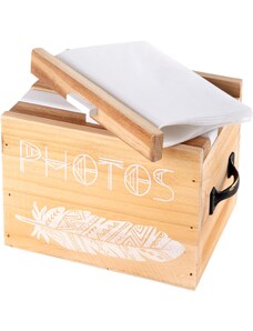 bonprix Dřevěná krabička k úschově fotek Béžová