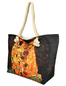 Linea Moda Barebag Velká plážová taška v malovaném designu černá HB009