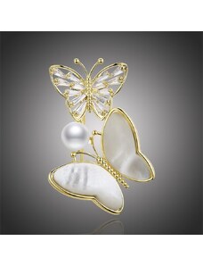 Éternelle Brož s perlou a krystaly Katie - motýl