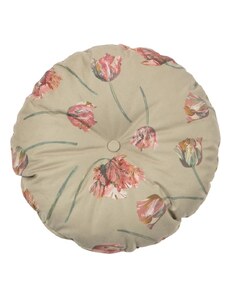 Hoorns Béžový sametový polštář se vzorem květin Tergi 45 cm