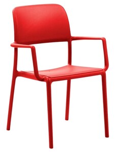 Nardi Červená plastová zahradní židle Riva s područkami