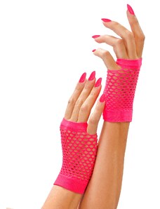 Růžové síťované rukavice bez prstů