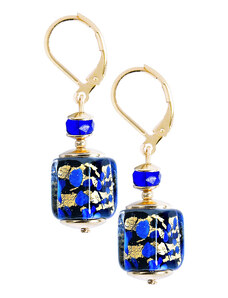 Dámske Náušnice Deep Blue s 24karátovým zlatem v perlách Lampglas - /