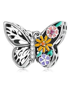 Royal Fashion stříbrný přívěsek Krásný květovaný motýl BSC588