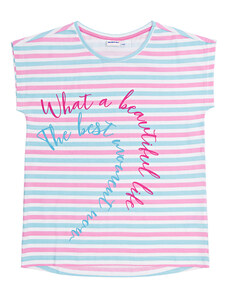 Winkiki Kids Wear Dívčí tričko Good Vibes - bílá - pruhy