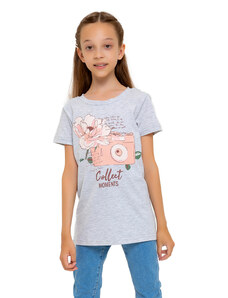 Winkiki Kids Wear Dívčí tričko Collect Moments - šedý melanž