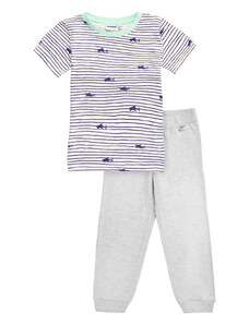 Winkiki Kids Wear Chlapecké pyžamo Marine - bílá/šedý melanž