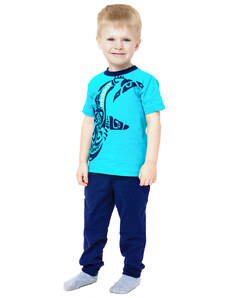 Winkiki Kids Wear Chlapecké pyžamo Shark - tyrkysová/navy