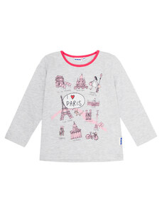 Winkiki Kids Wear Dívčí tričko s dlouhým rukávem Paris - šedý melanž