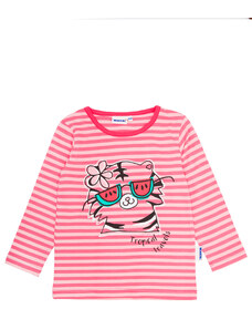 Winkiki Kids Wear Dívčí tričko s dlouhým rukávem Tropical - růžová - pruhy