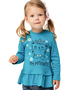 Winkiki Kids Wear Dívčí tričko s dlouhým rukávem My Princess - tyrkysová