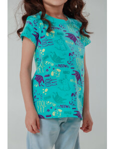 Winkiki Kids Wear Dívčí tričko Cool Cat - tyrkysová Barva: Tyrkysová, Velikost: 98