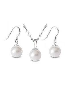 Jewellis ČR Jewellis rhodiovaný stříbrný perlový set s perlou Swarovski - Crystal White