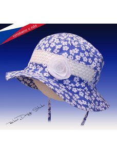 Rockino Letní klobouček kytičky na modré 3930