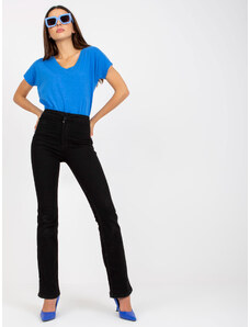 Fashionhunters Základní tmavě modré bavlněné tričko pro ženy