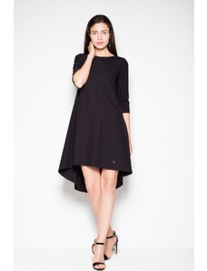 VENATON Černé šaty s asymetrickou sukní VT073 Black Černá