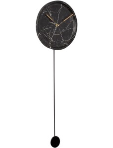 Time for home Černé mramorové nástěnné hodiny Chronos 25 cm s kyvadlem