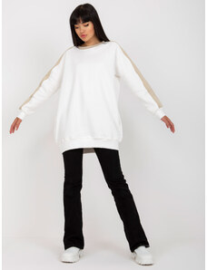 Fashionhunters Základní bílo-béžová mikinová tunika oversized střihu RUE PARIS