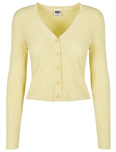 URBAN CLASSICS Ladies Short Rib Knit Cardigan - softyellow