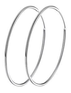 GRACE Silver Jewellery Stříbrné náušnice kruhy - průměr 40 mm, stříbro 925/1000