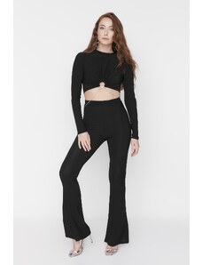 Trendyol Black Knitted Jumpsuit with Chain Detail on the Waist
