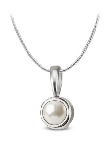 Jewellis ČR Jewellis ocelový náhrdelník Pearl Deluxe s perlou Swarovski - Crystal White