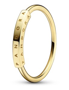 PANDORA zlatý prsten Signature s I-D